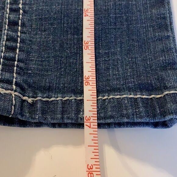 WALLFLOWER jeans size 7 two front buttons low rise crocheted embellished - Picture 13 of 14